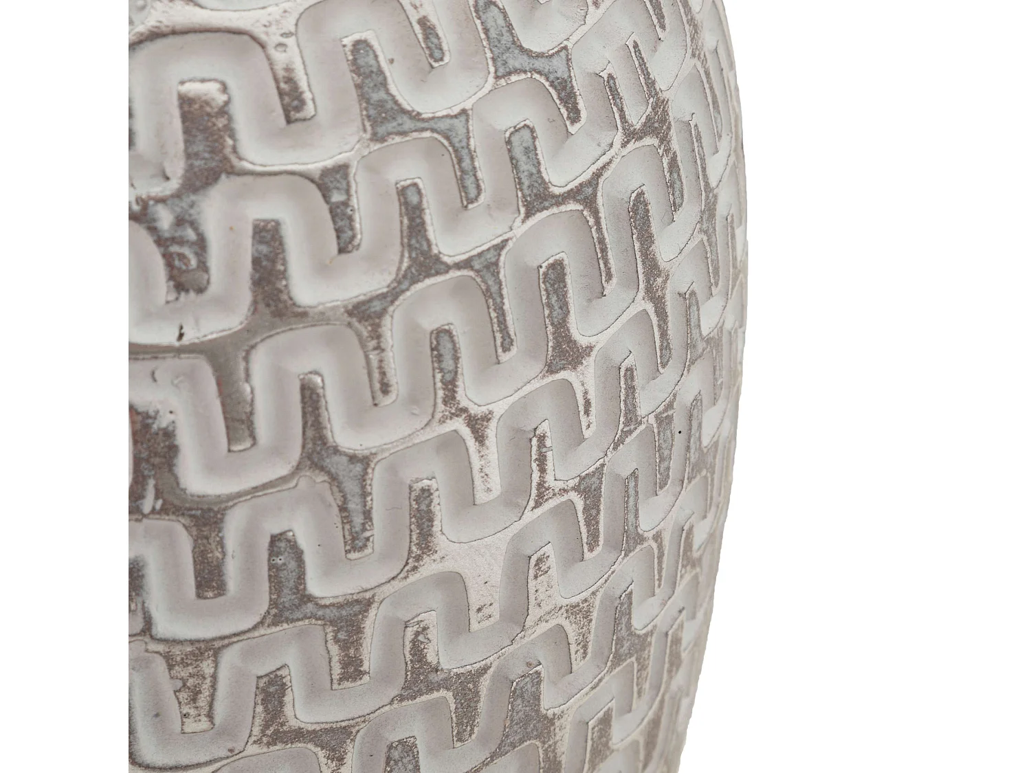 Vase Banatano, Dessins à Lignes Géométriques, Argent, Structure Blanche