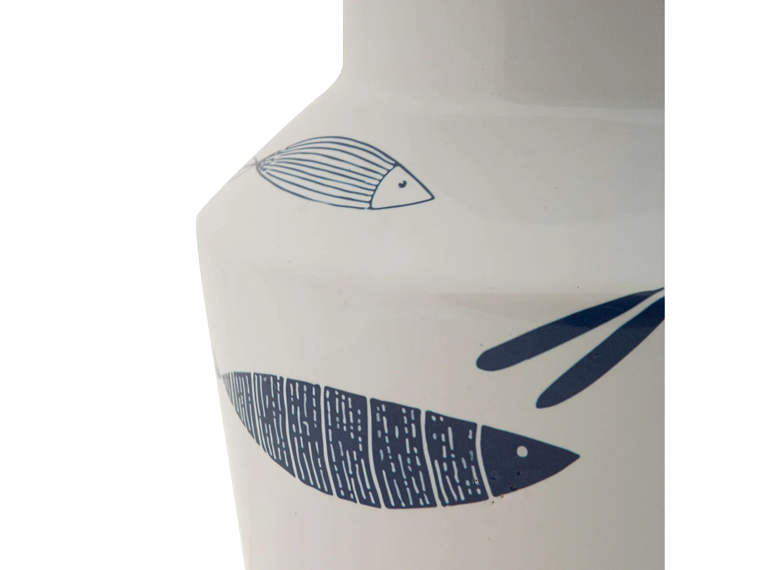 Vaso Verra, Disegni con Pesci, Bianco, Colore Struttura blu
