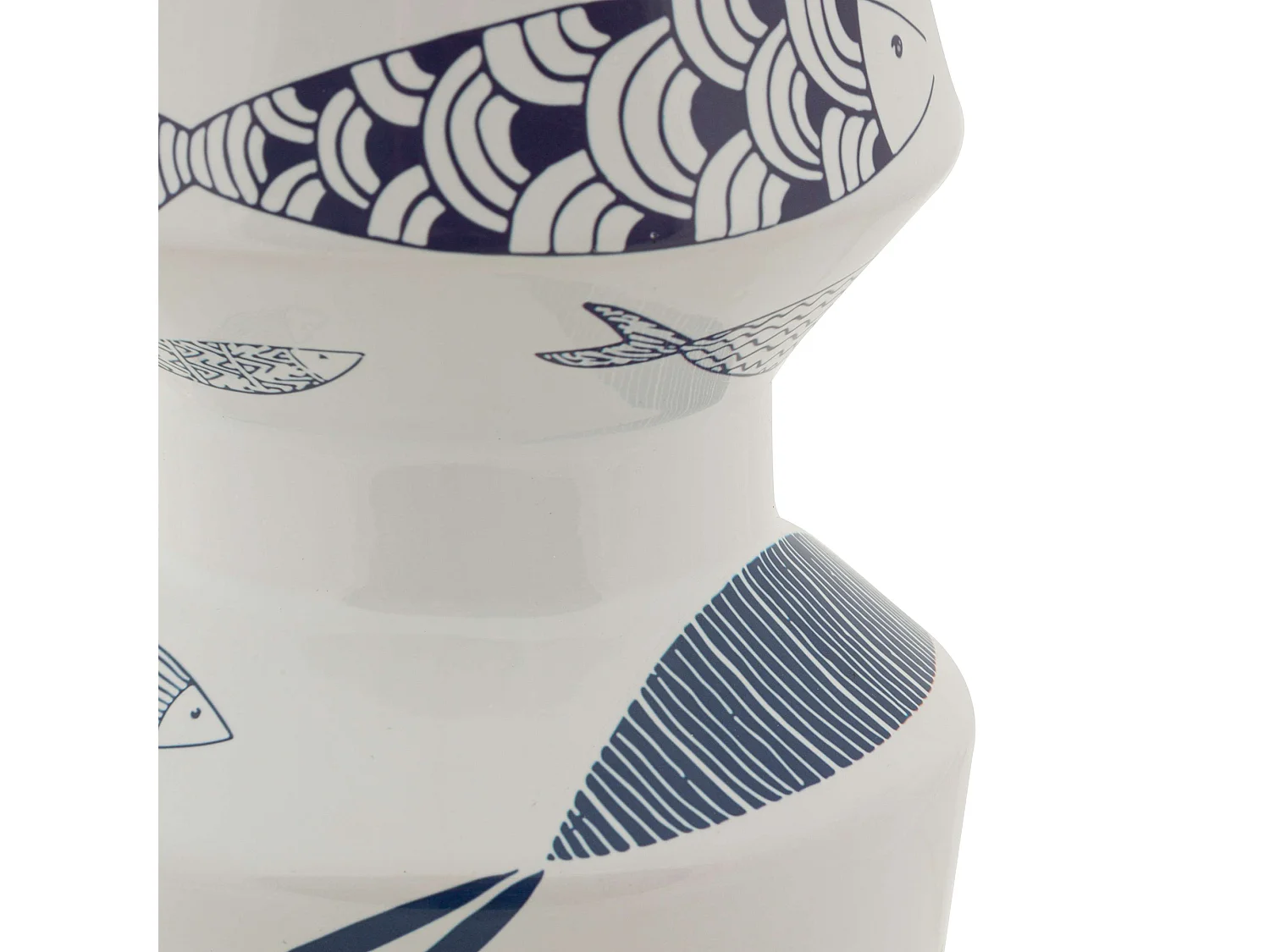 Vaso Verra, Disegni con Pesci, Bianco, Colore Struttura blu