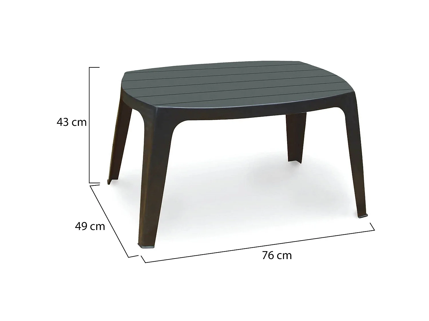 Tavolino da Esterno Mclendon, 2 Posti Made in Italy, 76x49x43h cm Nero Antracite, Tavolo Tavolino Rettangolare, Finitura a Righe