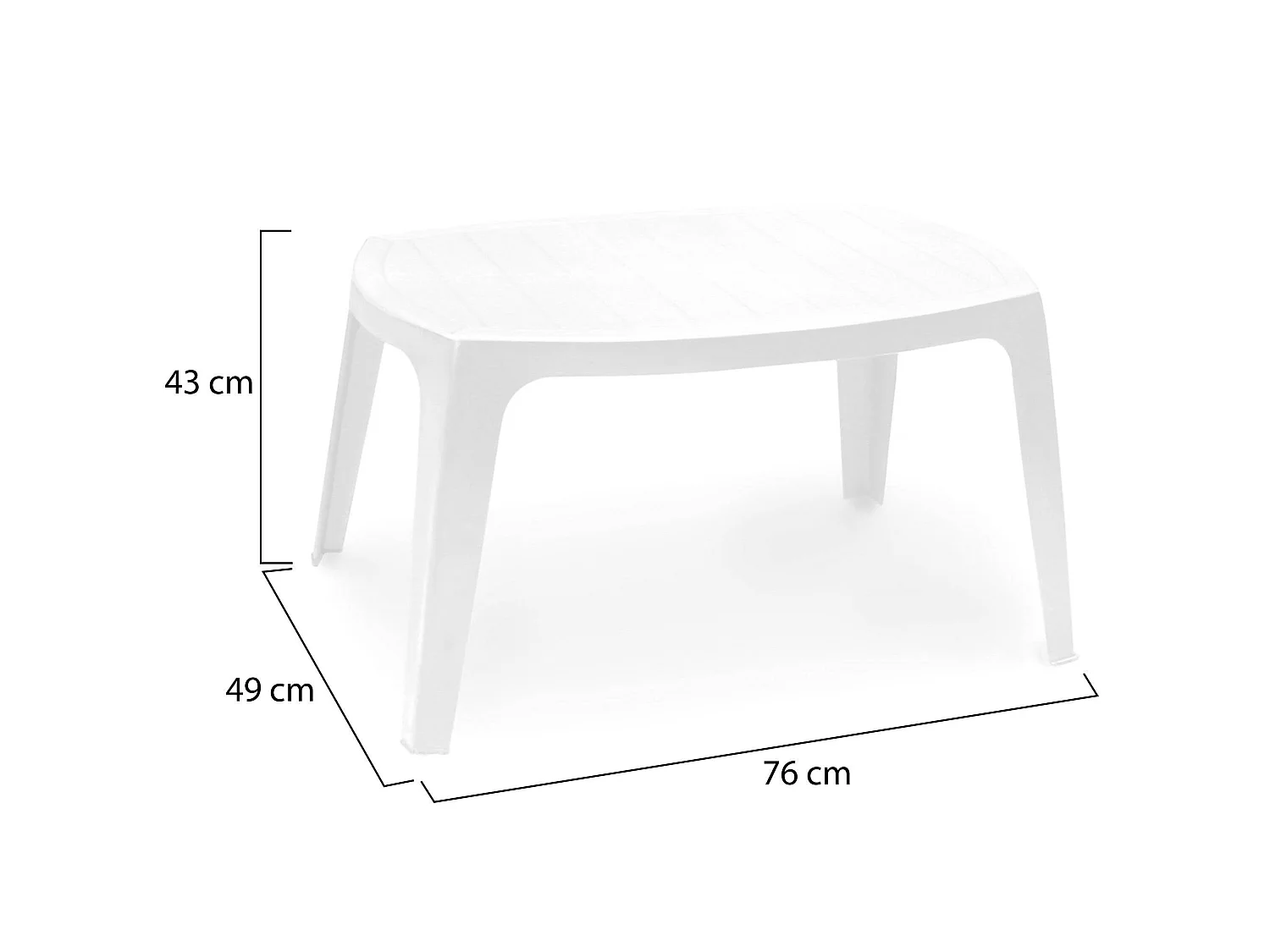 Tavolino da Esterno Mclendon, 2 Posti Made in Italy, 76x49x43h cm Bianco, Tavolo Tavolino Rettangolare, Finitura a Righe