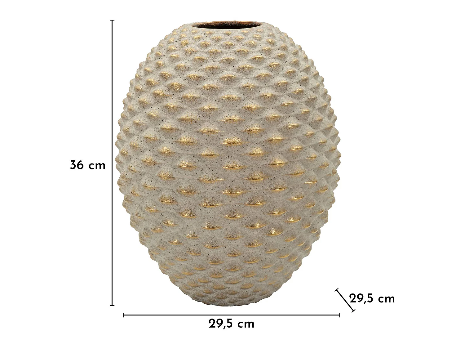 Vaso Dabari, Finitura Geometrica a Rilievo, Beige, Colore Struttura oro, Diametro 8.5 cm
