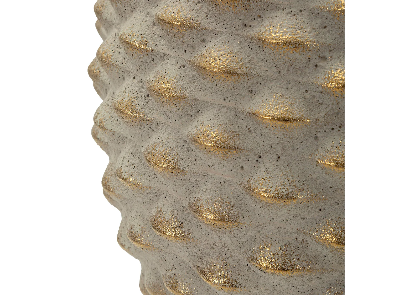 Vaso Dabari, Finitura Geometrica a Rilievo, Beige, Colore Struttura oro, Diametro 8.5 cm