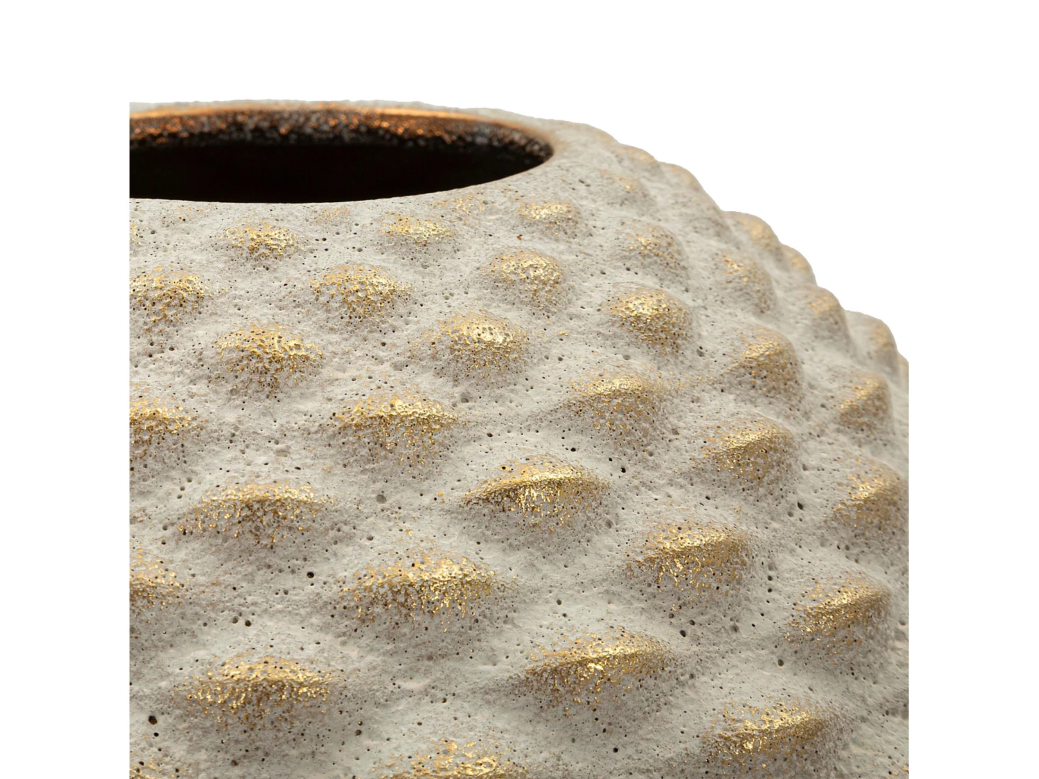 Vaso Dabari, Finitura Geometrica a Rilievo, Beige, Colore Struttura oro, Diametro 8.5 cm