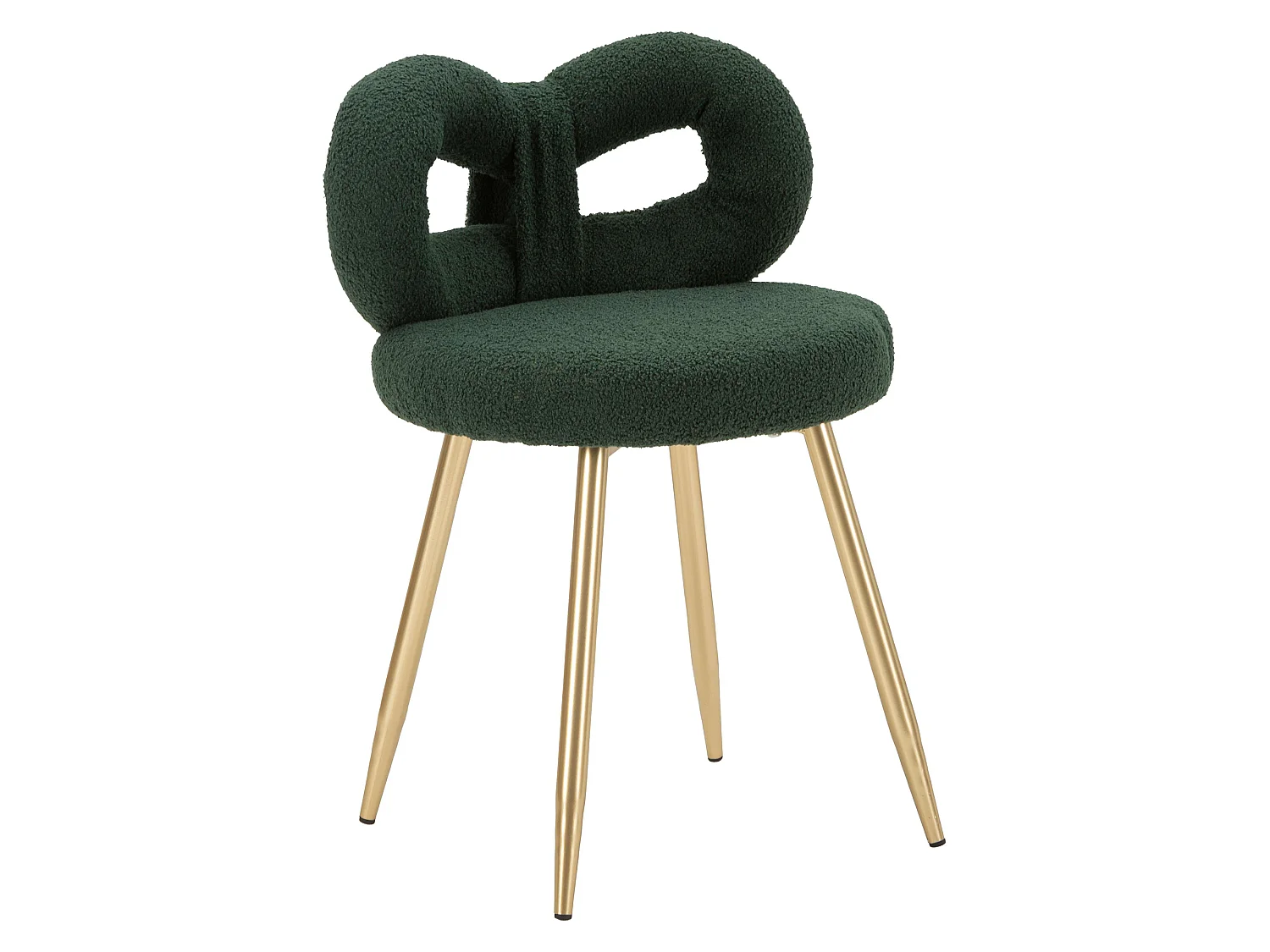 Chaise Rishik, une Chaise, Verte, Assise en Tissu Effet Bouclé, Rembourrée