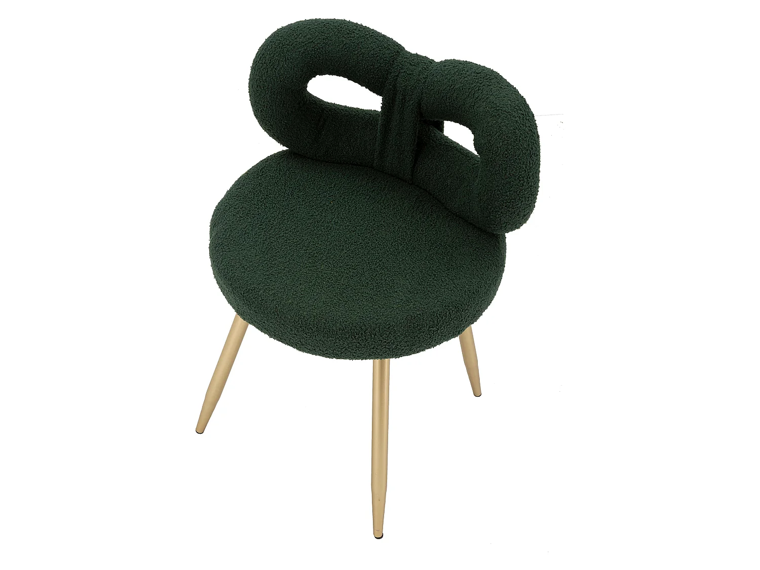 Chaise Rishik, une Chaise, Verte, Assise en Tissu Effet Bouclé, Rembourrée