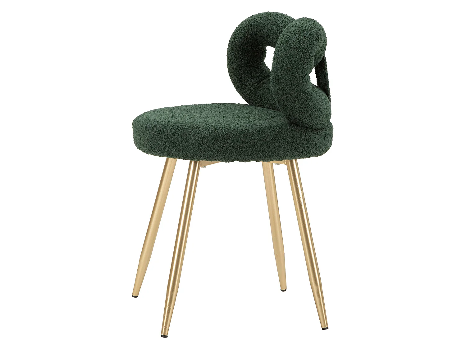 Chaise Rishik, une Chaise, Verte, Assise en Tissu Effet Bouclé, Rembourrée