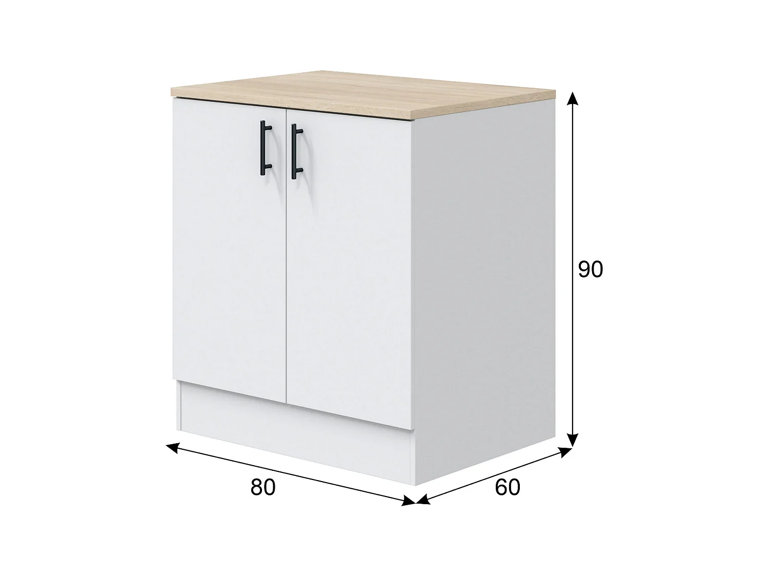 Despensa de cocina Nolia, 2 puertas, 80x60x90h cm blanca, mueble de cocina, un compartimento, apertura abatible