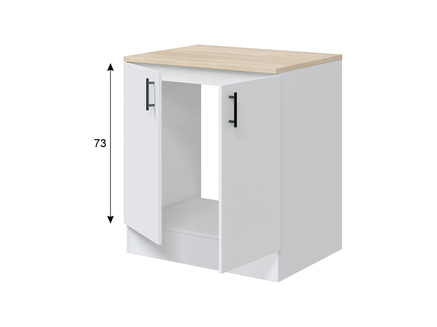 Despensa de cocina Nolia, 2 puertas, 80x60x90h cm blanca, mueble de cocina, un compartimento, apertura abatible