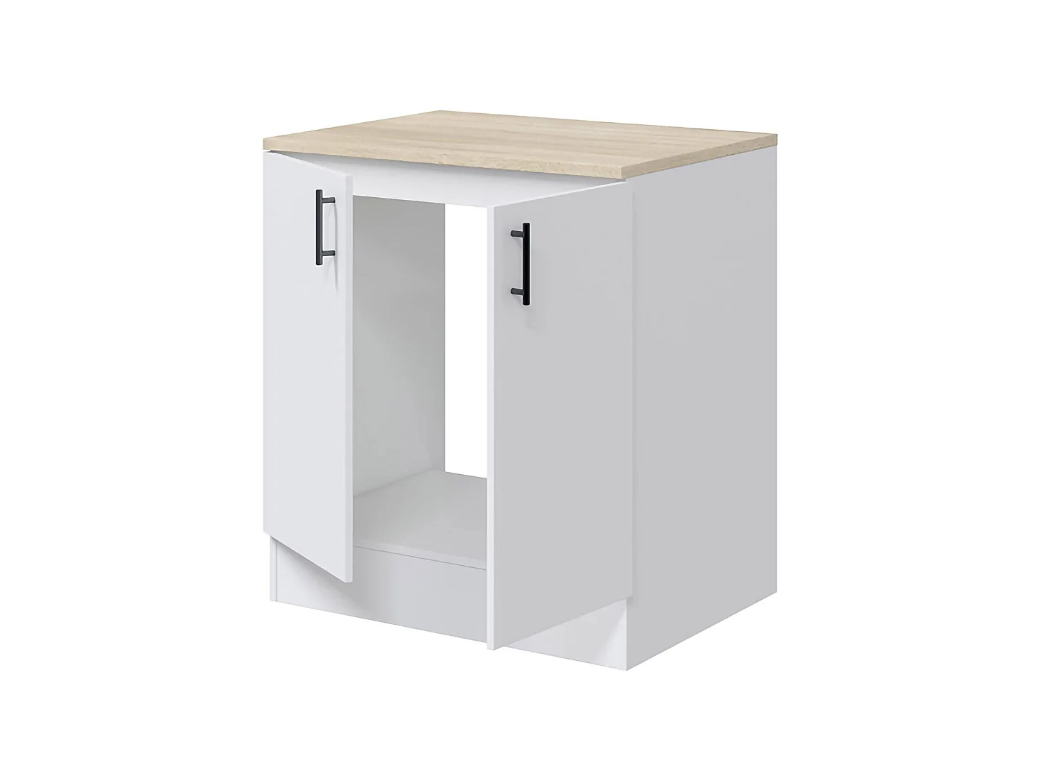 Despensa de cocina Nolia, 2 puertas, 80x60x90h cm blanca, mueble de cocina, un compartimento, apertura abatible