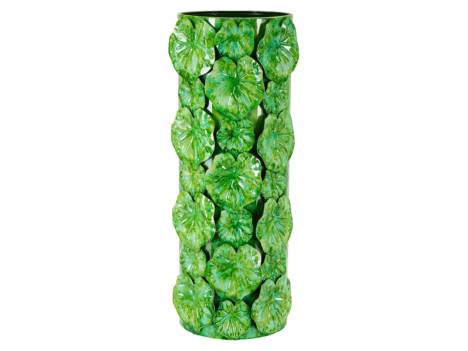 Vaso Barri, Disegni con Foglie, Verde, Diametro 15.5 cm