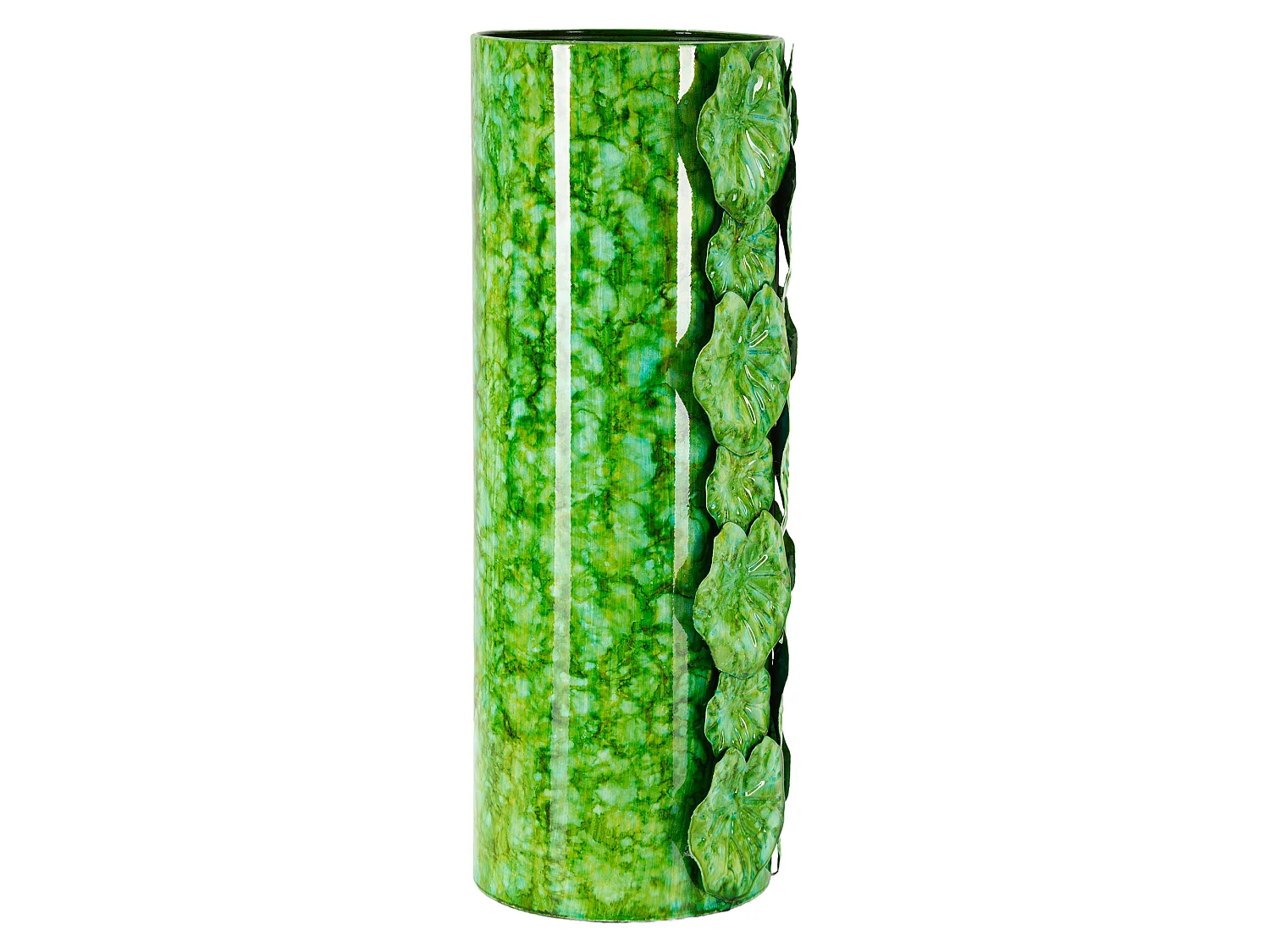 Vaso Barri, Disegni con Foglie, Verde, Diametro 15.5 cm
