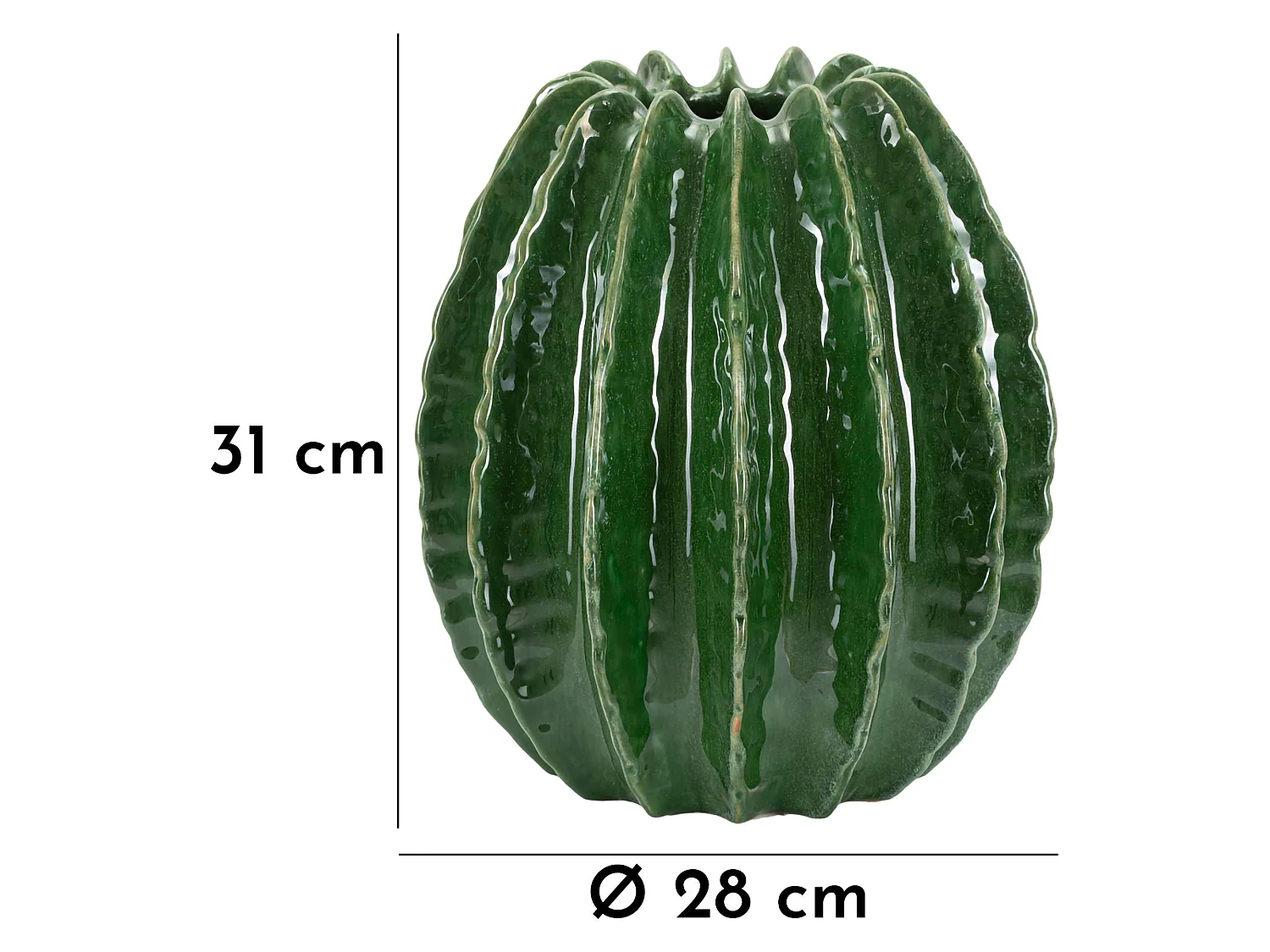 Vaso KohYao, Disegno con Cactus, Verde, Diametro 9 cm