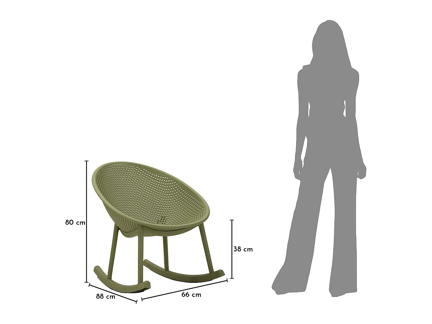 Sedia Phunt, Verde, a Dondolo, Adatto per Indoor/outdoor, Materiale Struttura in Plastica