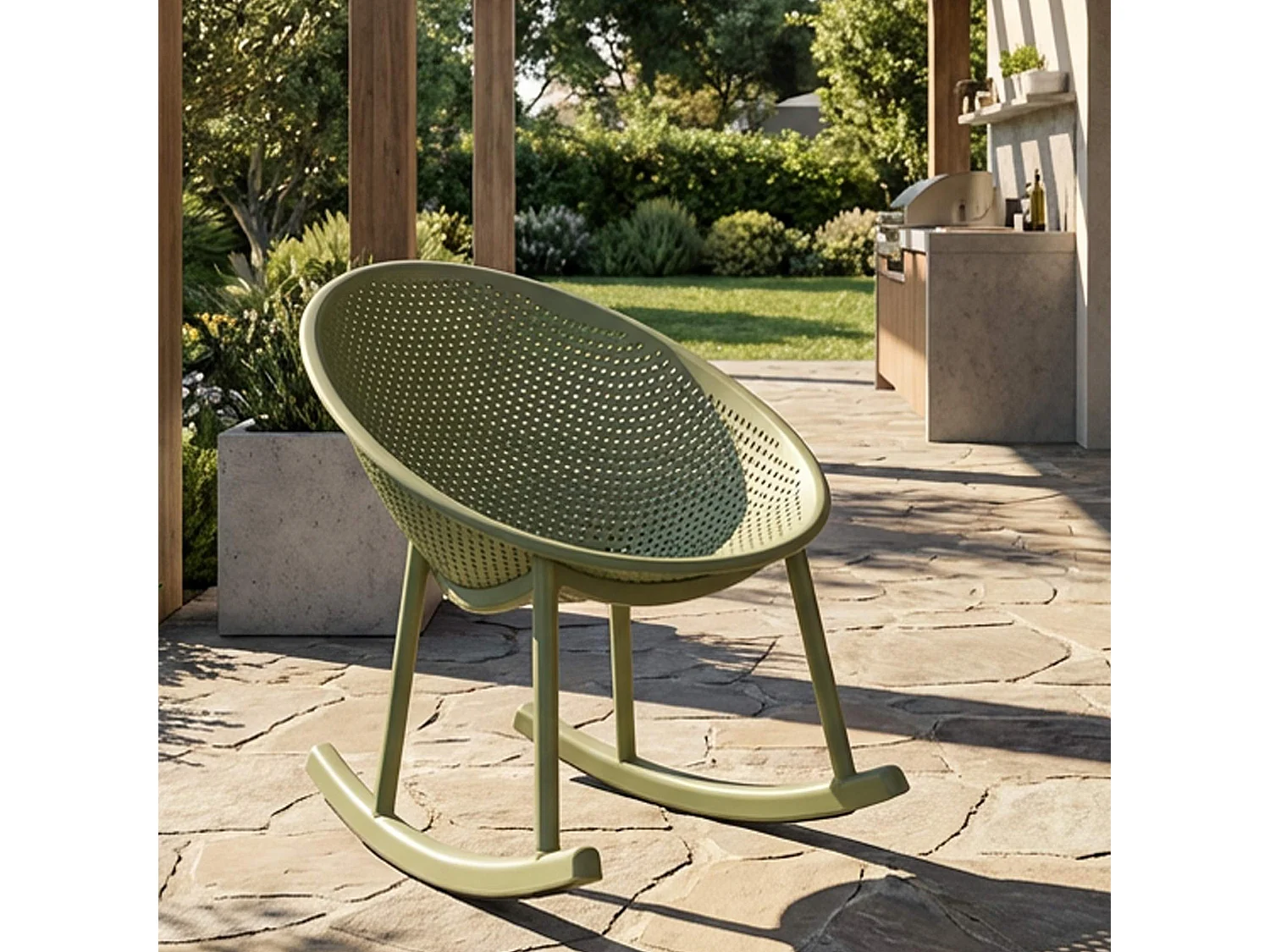 Sedia Phunt, Verde, a Dondolo, Adatto per Indoor/outdoor, Materiale Struttura in Plastica