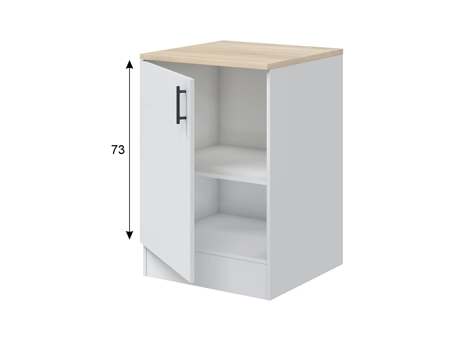 Despensa de cocina Zerna, un estante, 60x60x90h cm blanca, mueble de cocina, una puerta, 2 compartimentos