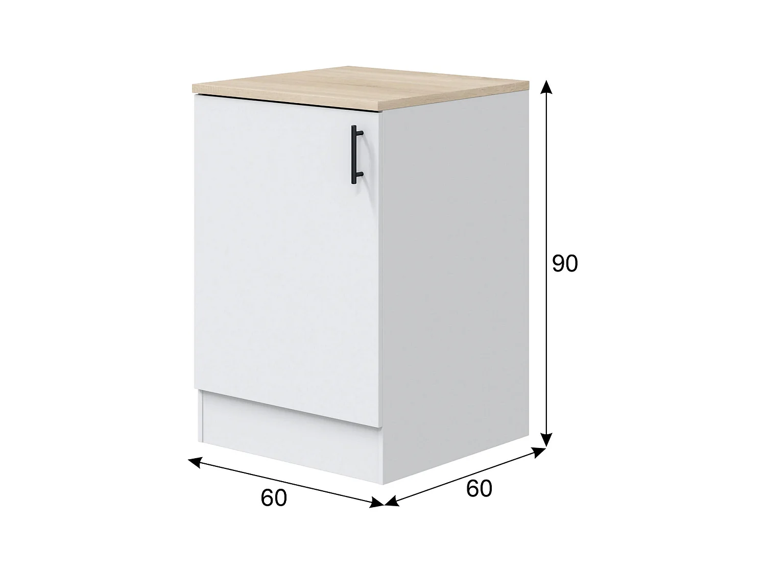 Despensa de cocina Zerna, un estante, 60x60x90h cm blanca, mueble de cocina, una puerta, 2 compartimentos