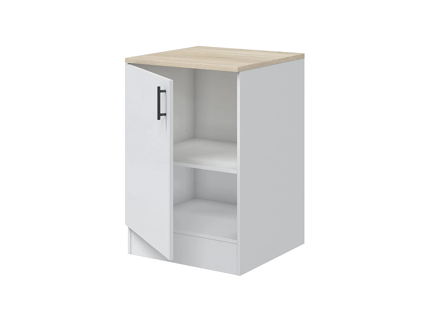 Despensa de cocina Zerna, un estante, 60x60x90h cm blanca, mueble de cocina, una puerta, 2 compartimentos