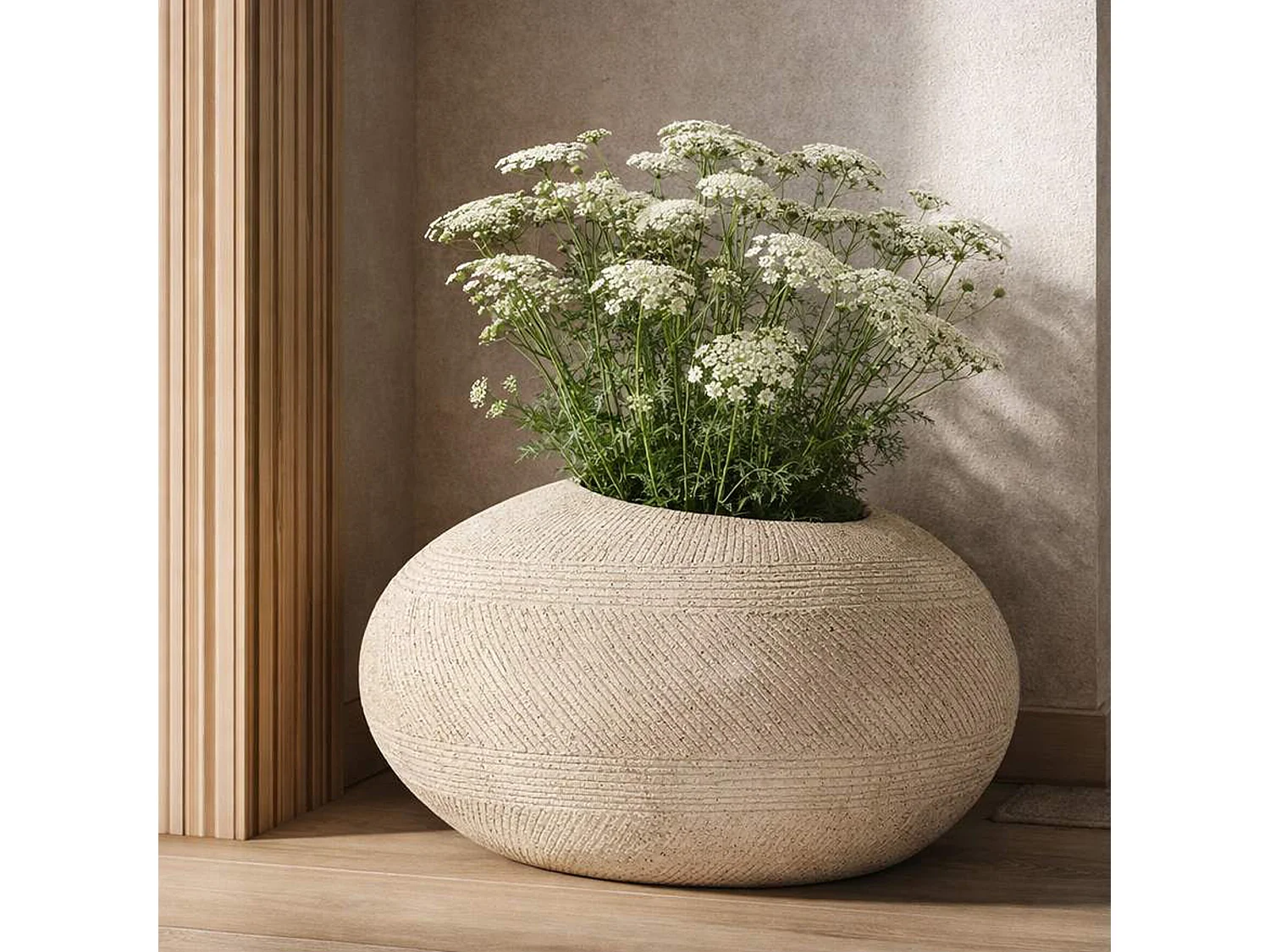 Vase Gagameha, Finition Effet Marbre, Blanc Marbre, Nuance Couleur Structure Marbre