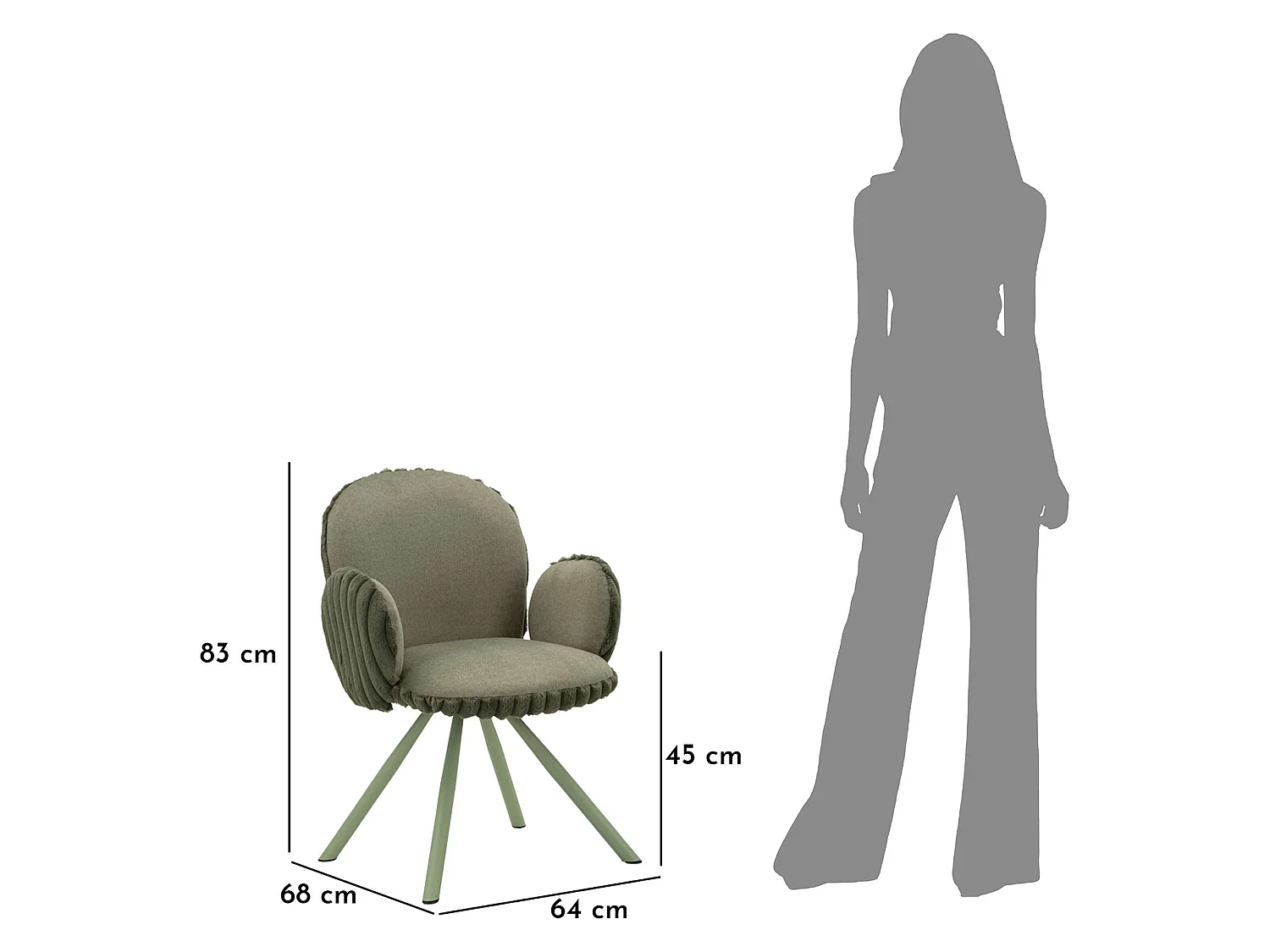 Sedia Zans, 2 Sedie, Verde, Imbottito, Materiale Struttura in Tessuto