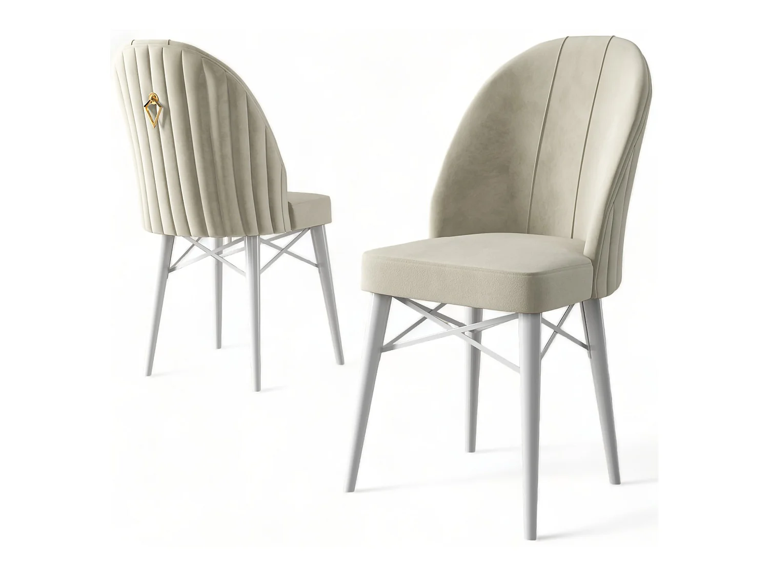 Chaise Perillis, 6 Chaises, Blanc Crème, Rembourrée, Poids Supporté 120 kg