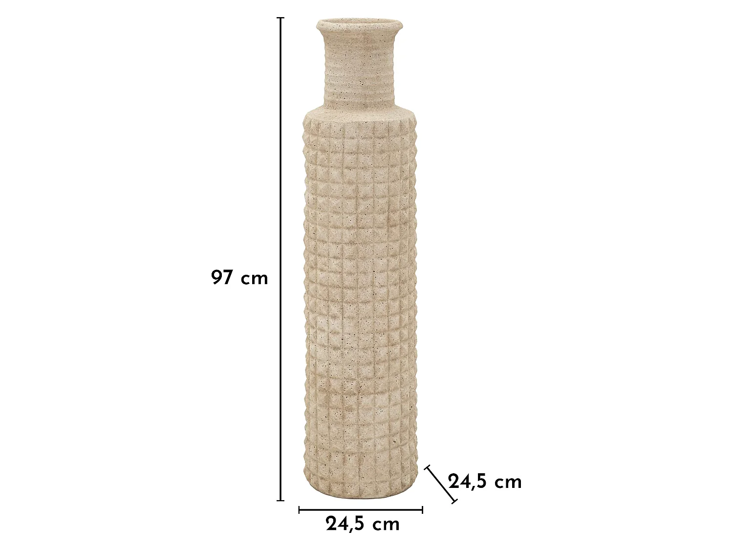 Vase Fati, Finition Effet Sable, Beige, Diamètre 14 cm