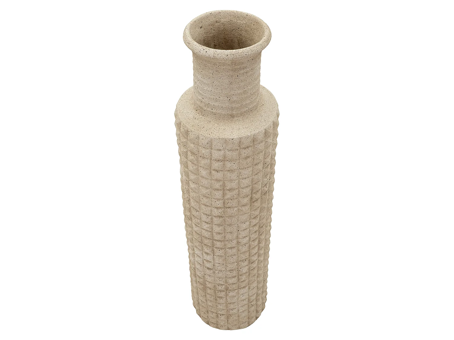 Vase Fati, Finition Effet Sable, Beige, Diamètre 14 cm