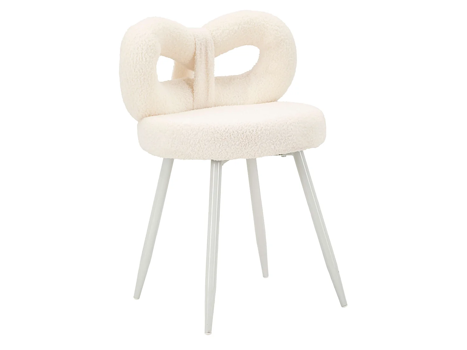 Chaise Rishik, Blanc Crème, Assise en Tissu Effet Bouclé, Rembourrée