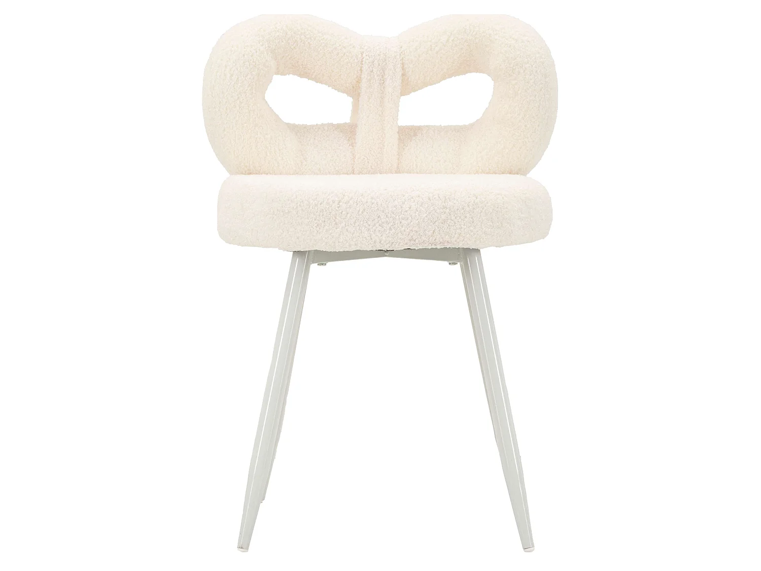 Chaise Rishik, Blanc Crème, Assise en Tissu Effet Bouclé, Rembourrée