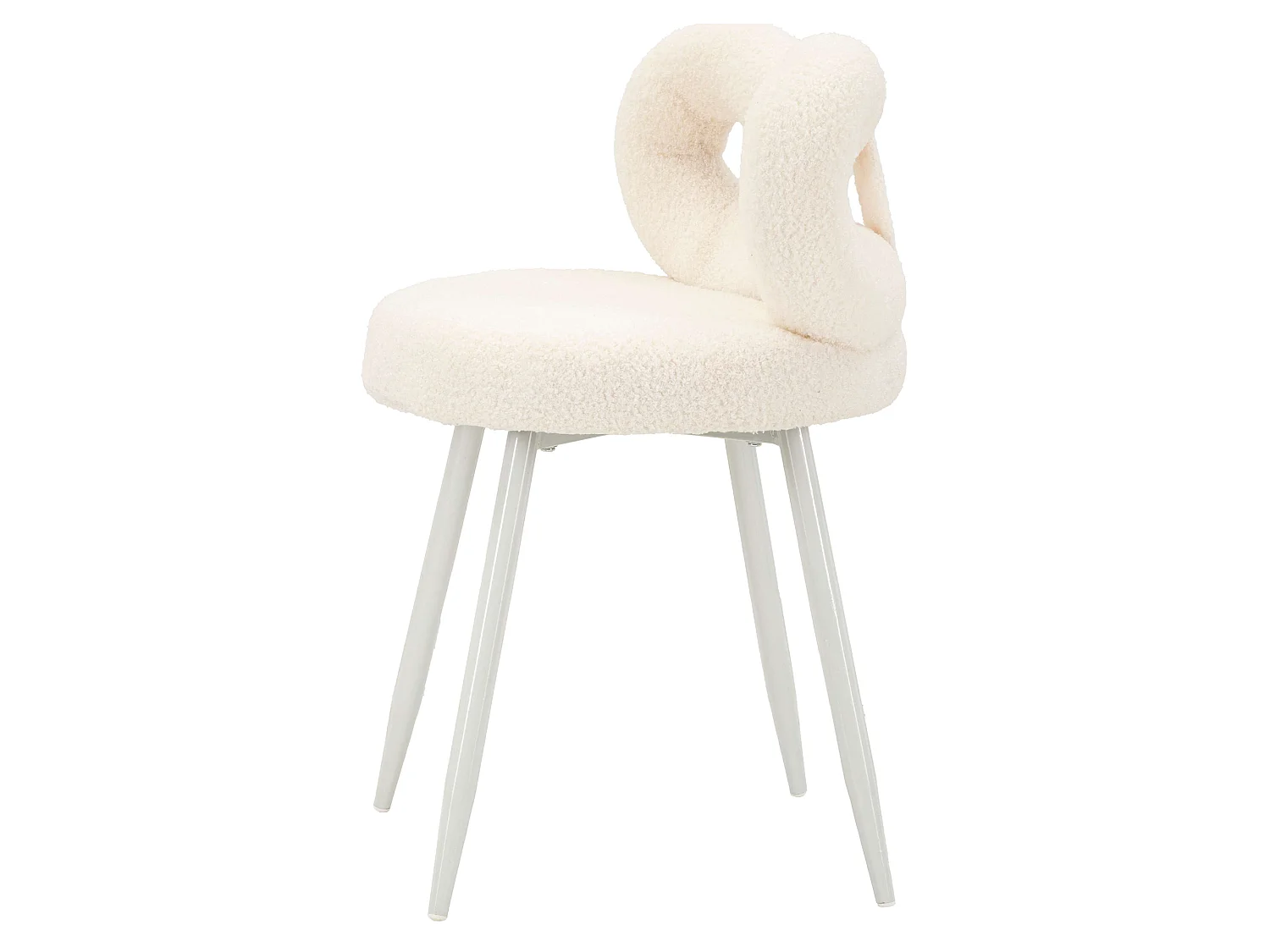 Chaise Rishik, Blanc Crème, Assise en Tissu Effet Bouclé, Rembourrée