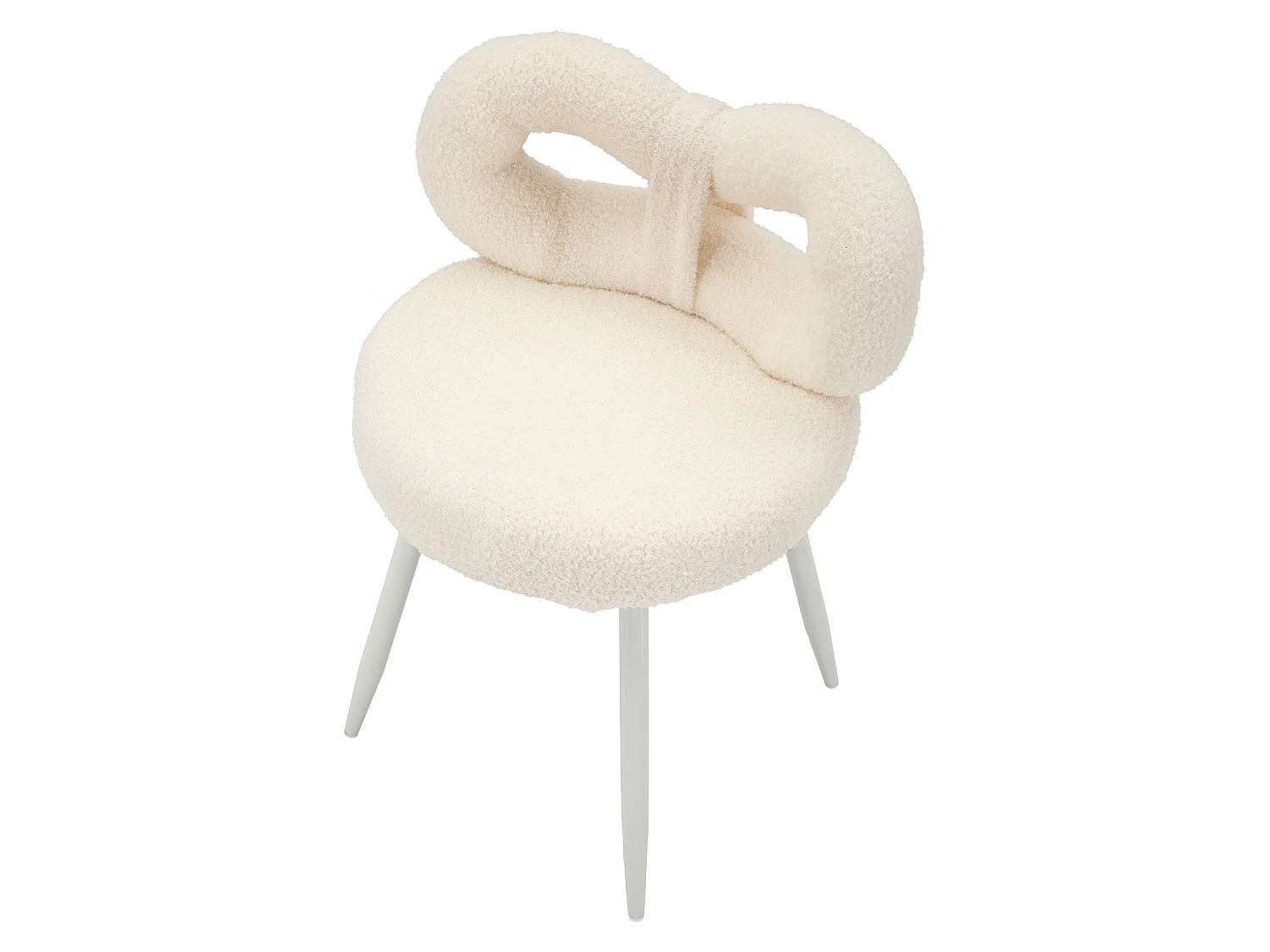 Chaise Rishik, Blanc Crème, Assise en Tissu Effet Bouclé, Rembourrée