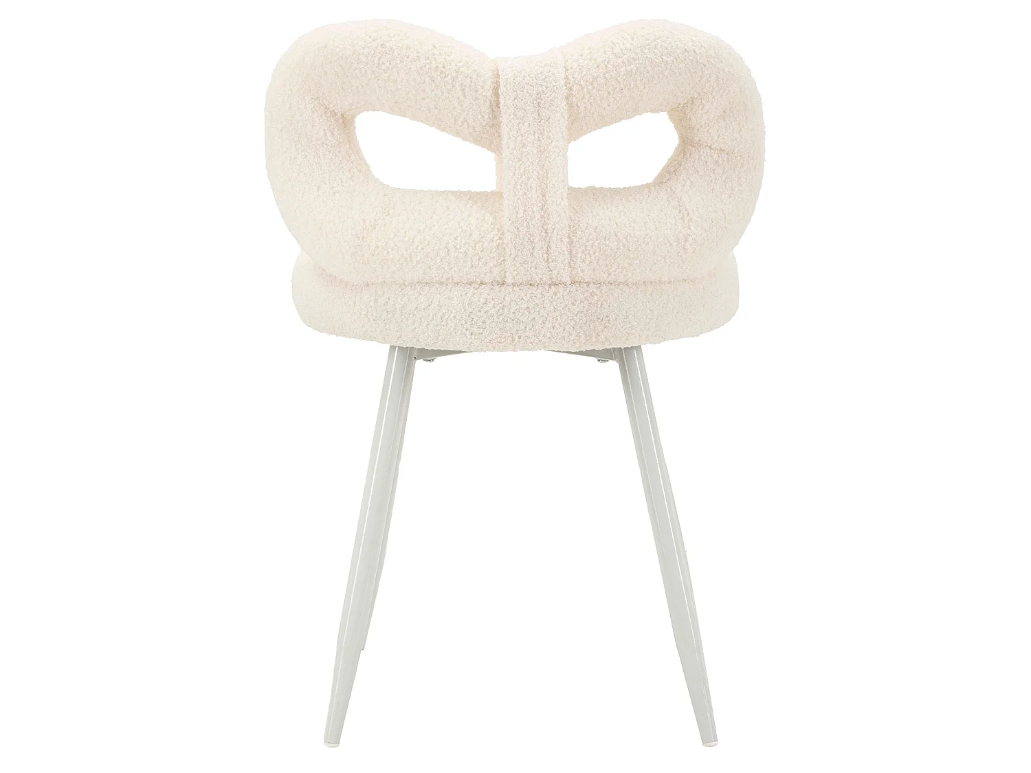 Chaise Rishik, Blanc Crème, Assise en Tissu Effet Bouclé, Rembourrée