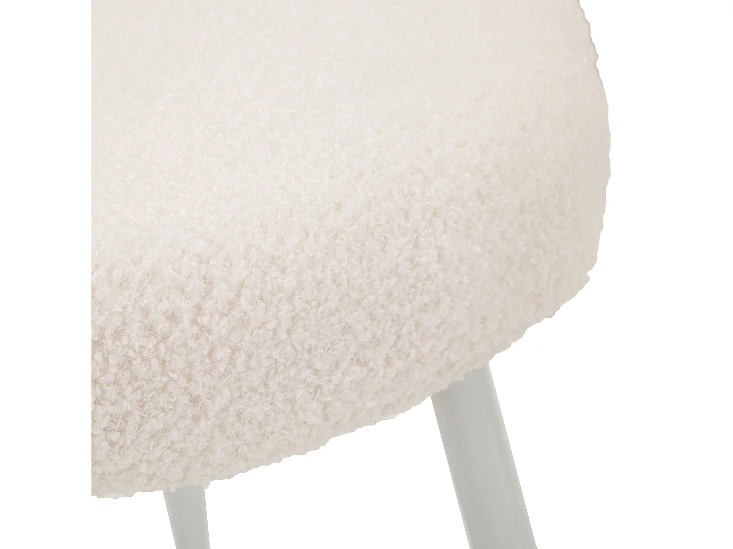 Chaise Rishik, Blanc Crème, Assise en Tissu Effet Bouclé, Rembourrée