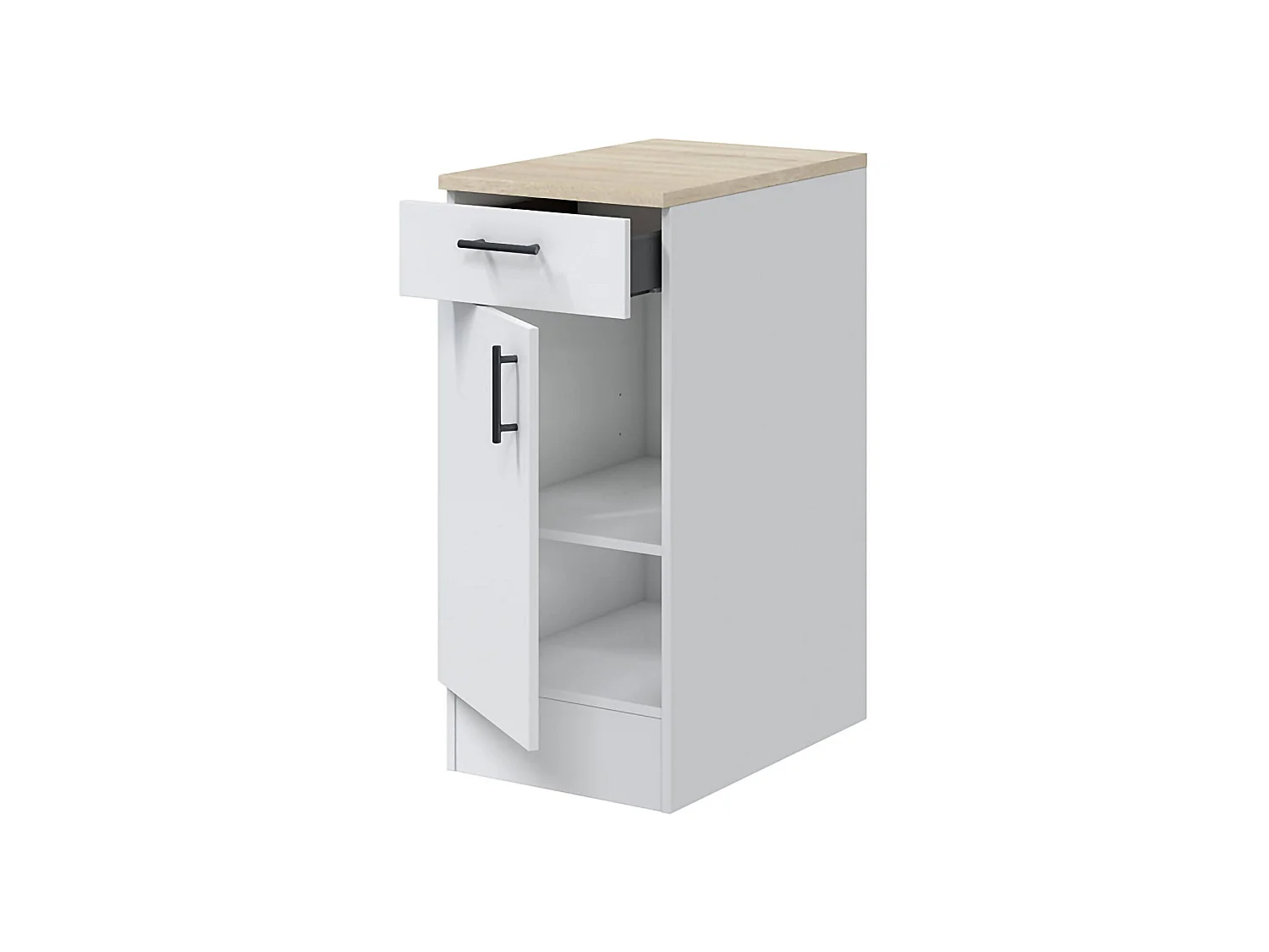 Despensa de cocina Orvia, un cajón, 40x60x90h cm blanco, mueble de cocina, un estante, 2 compartimentos