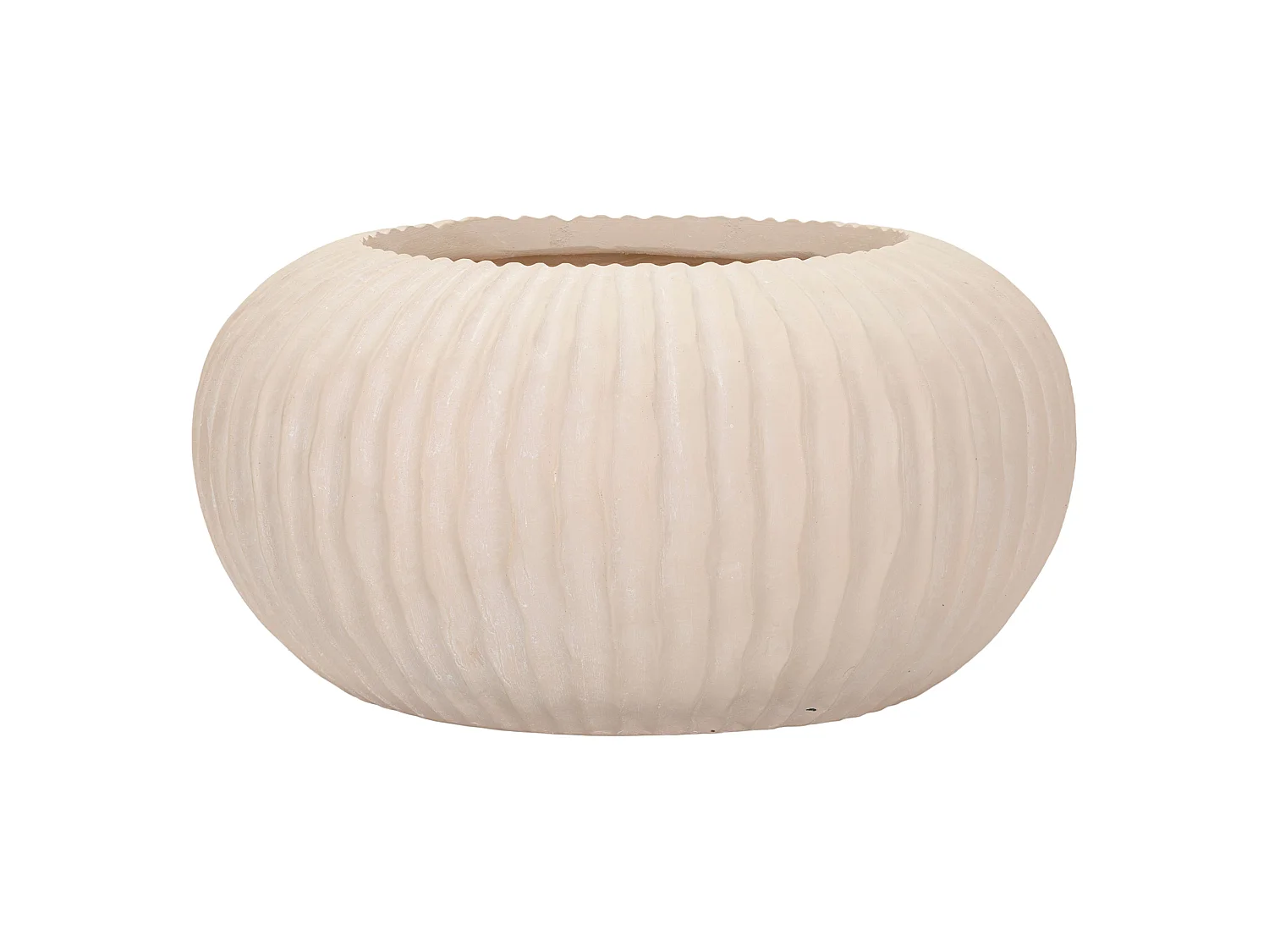 Vaso Arvid, Finitura Scanalata, Bianco Crema, Diametro 22 cm, Sfumatura Colore Struttura Crema