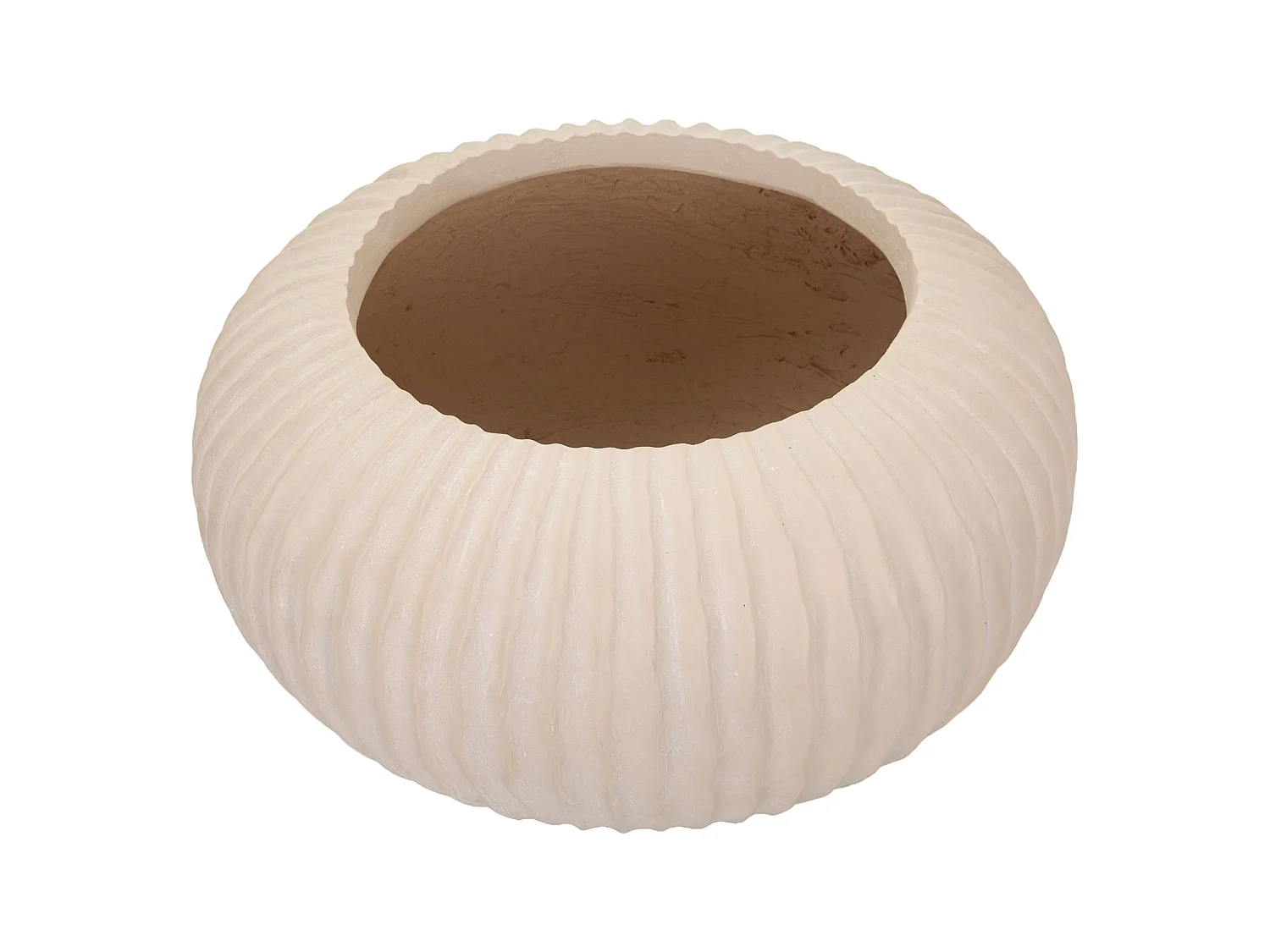 Vaso Arvid, Finitura Scanalata, Bianco Crema, Diametro 22 cm, Sfumatura Colore Struttura Crema
