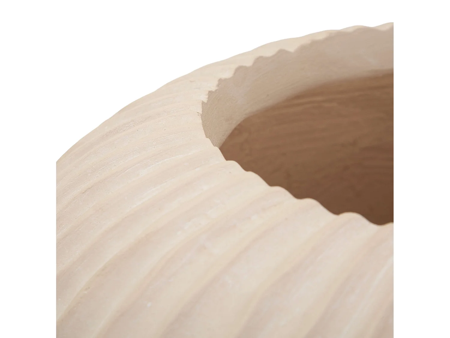 Vaso Arvid, Finitura Scanalata, Bianco Crema, Diametro 22 cm, Sfumatura Colore Struttura Crema