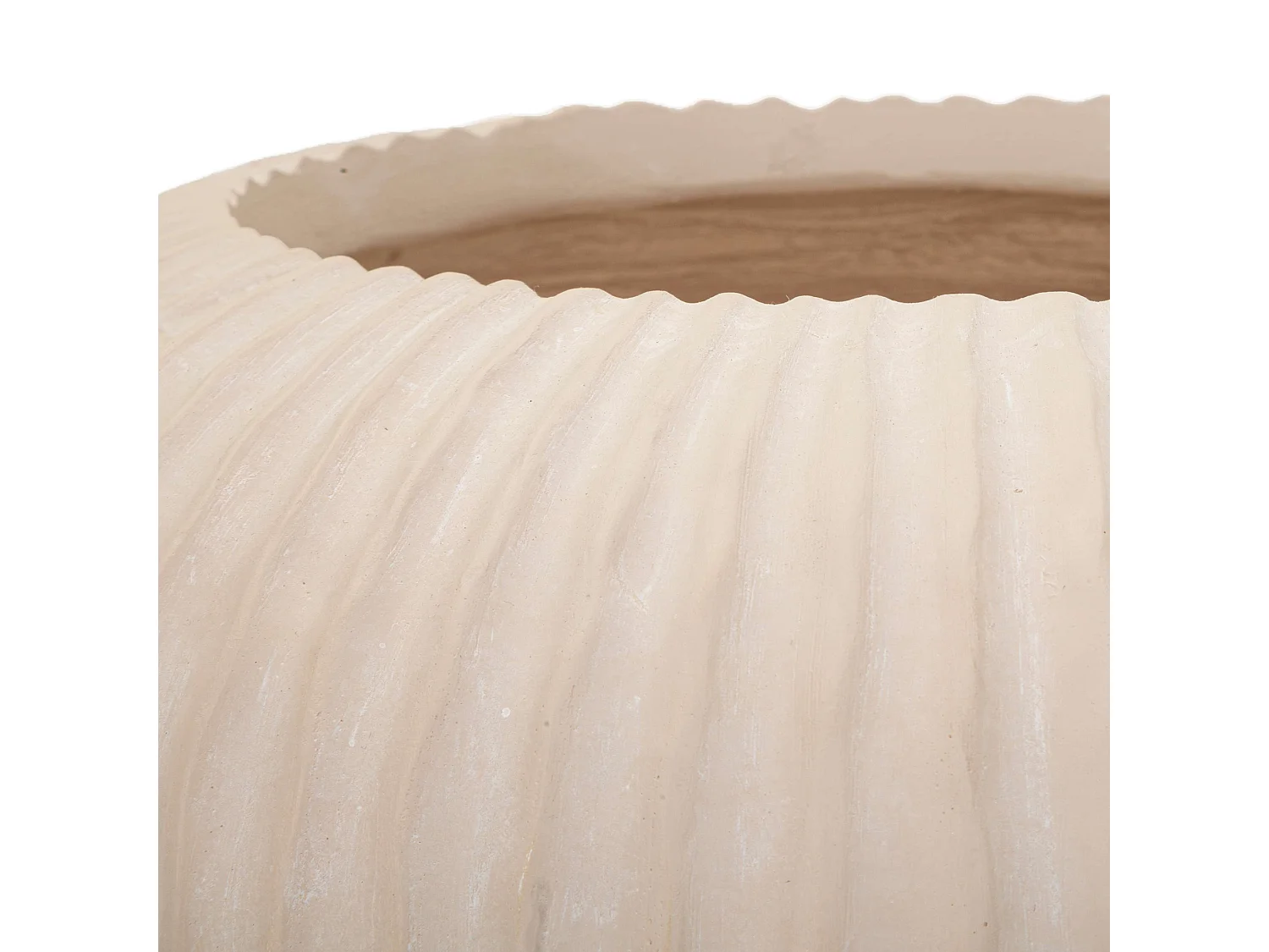 Vaso Arvid, Finitura Scanalata, Bianco Crema, Diametro 22 cm, Sfumatura Colore Struttura Crema