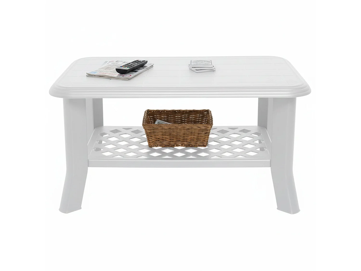 Tavolo da Esterno Ucria, 4 Posti Made in Italy, 90x60x46h cm Bianco, Forma Rettangolare, Materiale Piano in Plastica