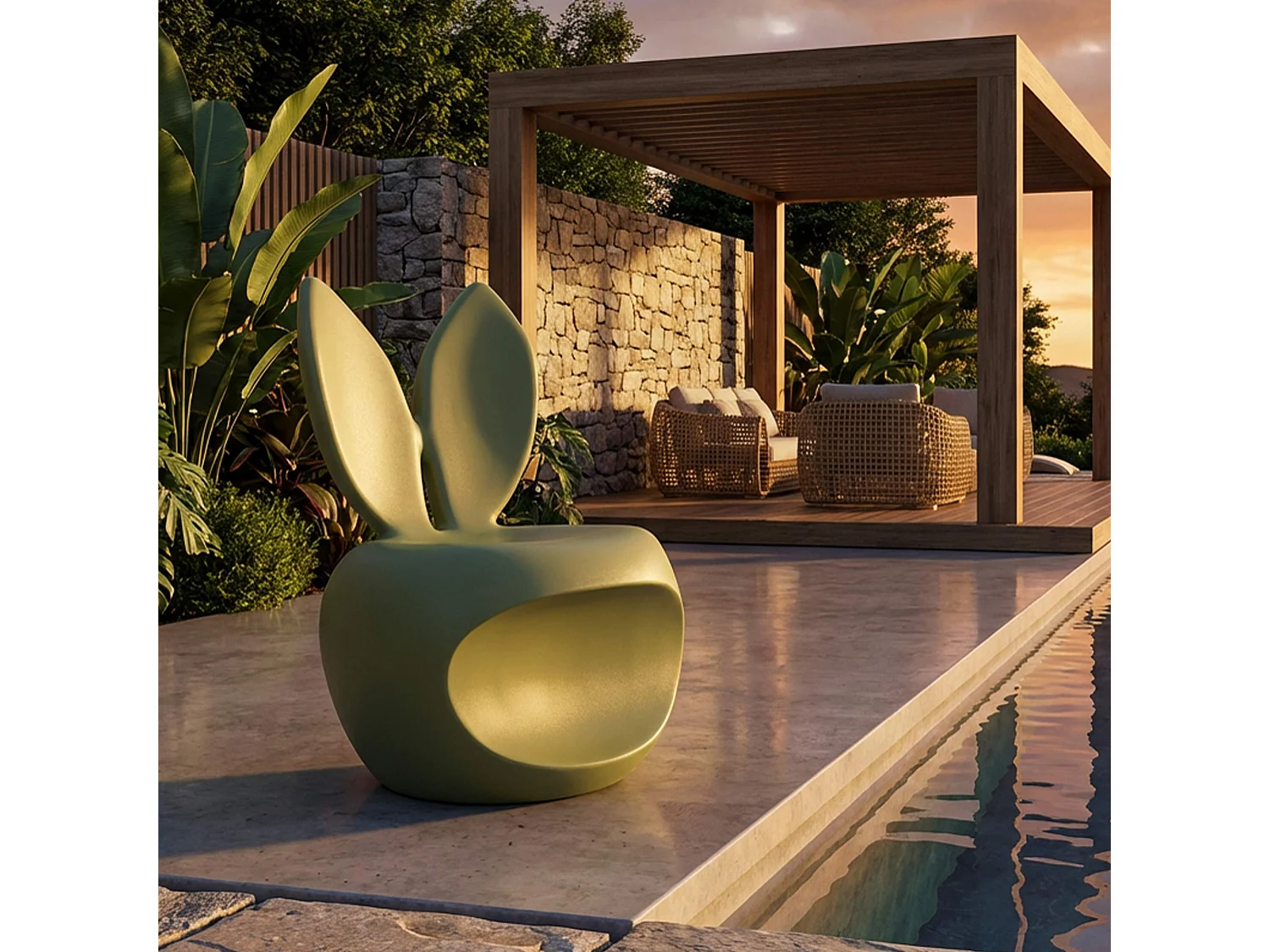 Sedia Mrauk, una Sedia, Verde, Adatto per Indoor/outdoor, Materiale Struttura in Plastica