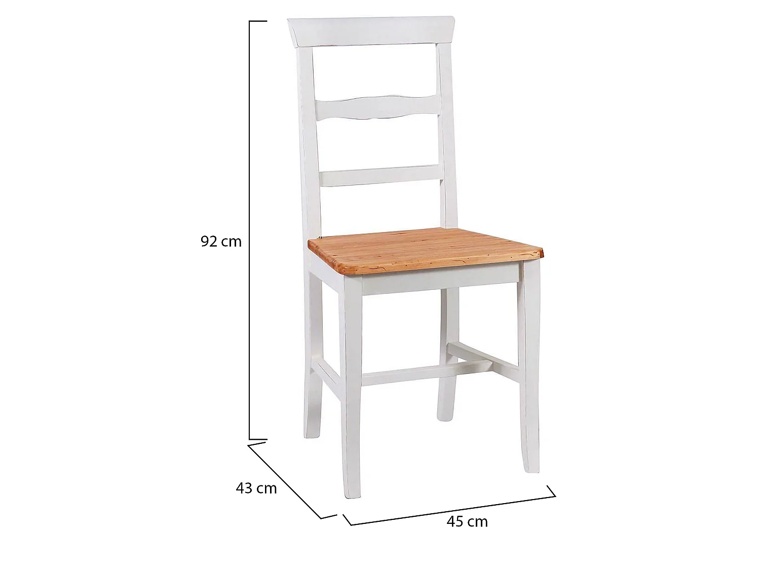 Chaise Attanasio, chaise fabriquée en Italie, blanche, structure en bois, assise marron