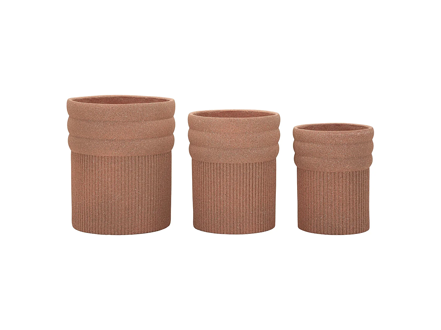 Vaso Gafase, set 3 Vasi, Marrone Terracotta, Diametro Vaso Grande: 37, Vaso Medio: 32, Vaso Piccolo: 27 cm, Sfumatura Colore Struttura Terracotta