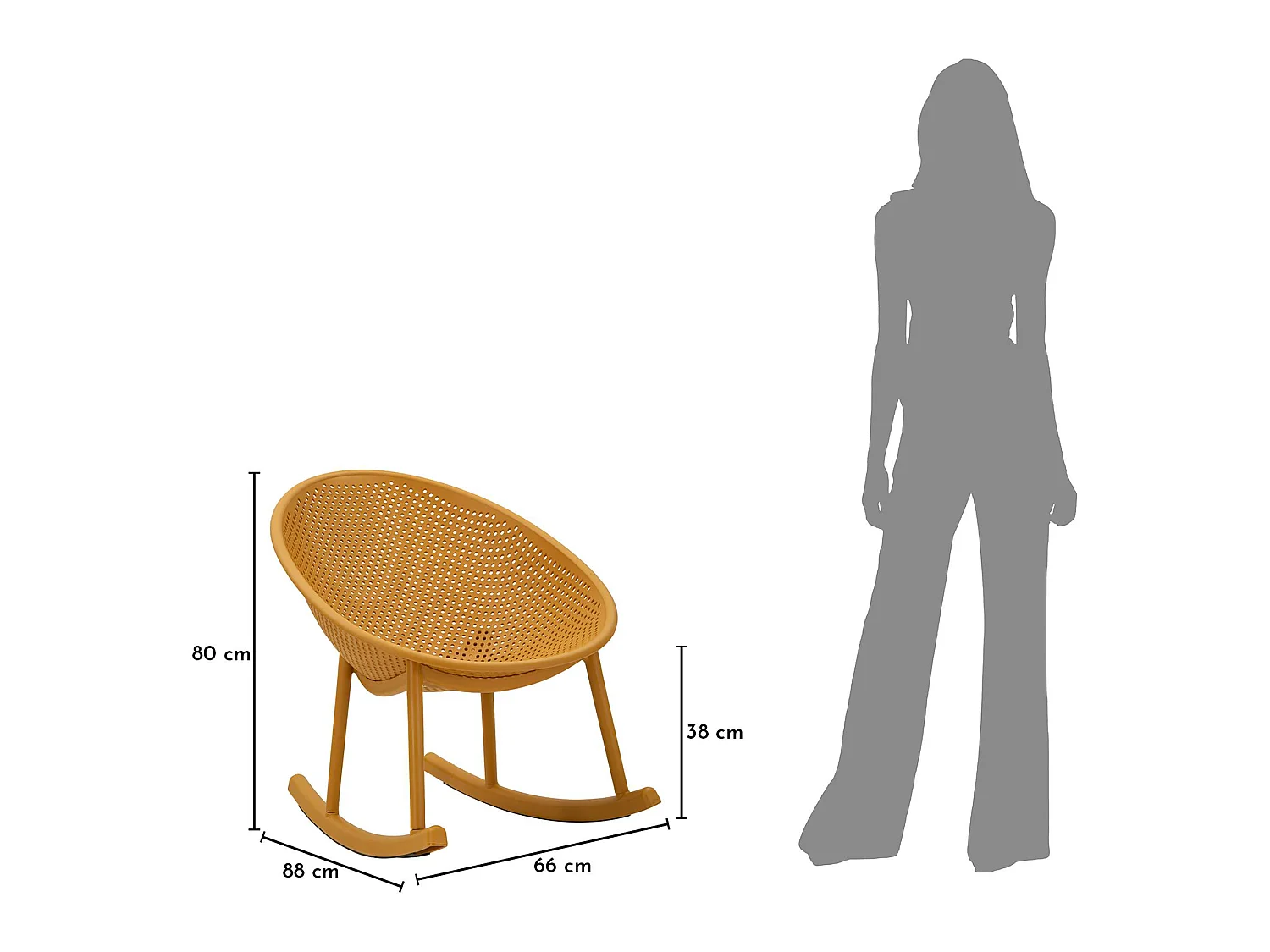 Sedia Phunt,  Arancione, a Dondolo, Adatto per Indoor/outdoor, Materiale Struttura in Plastica
