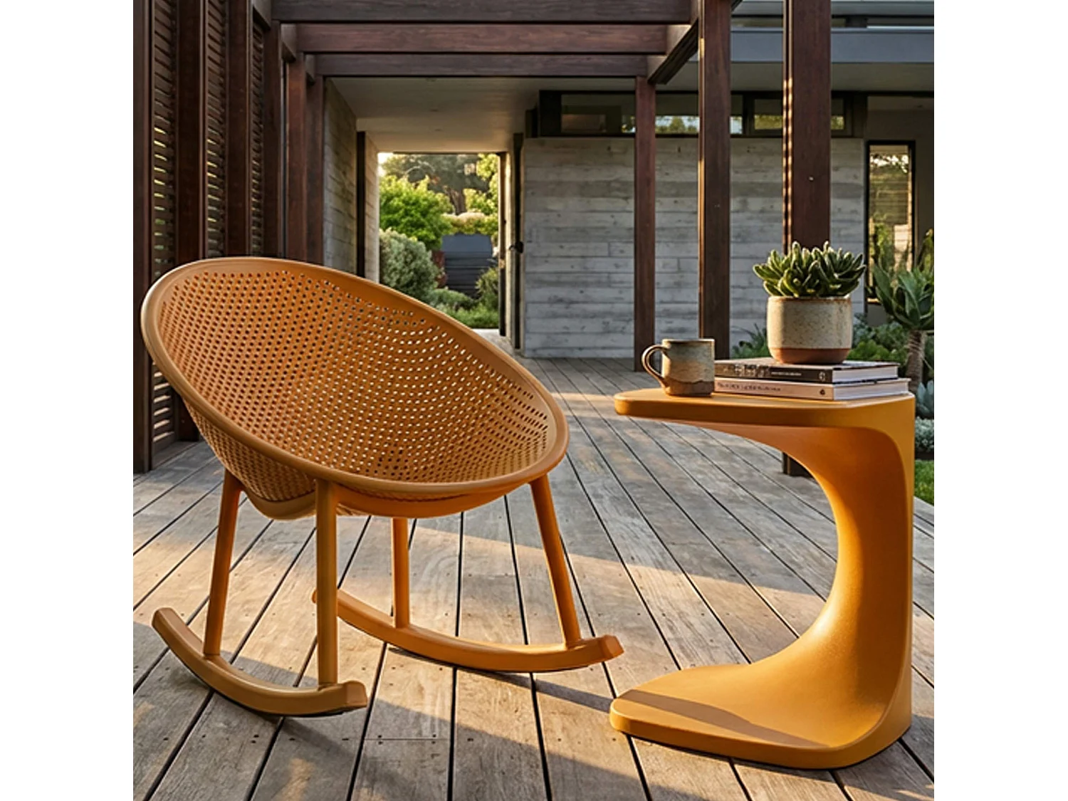 Sedia Phunt,  Arancione, a Dondolo, Adatto per Indoor/outdoor, Materiale Struttura in Plastica