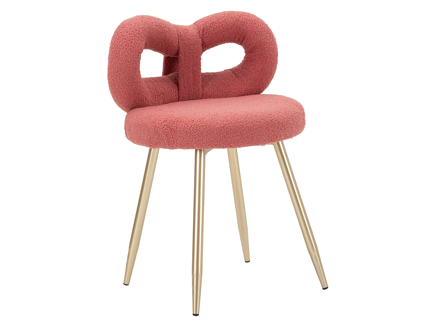 Chaise Rishik, rose, assise en tissu effet bouclé, rembourrée