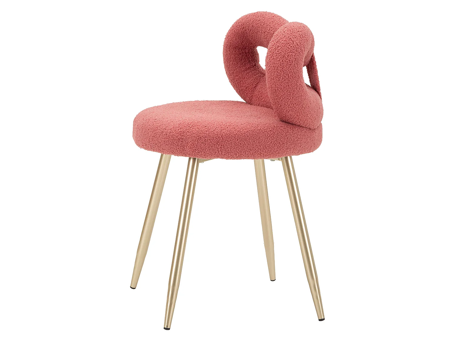 Chaise Rishik, rose, assise en tissu effet bouclé, rembourrée