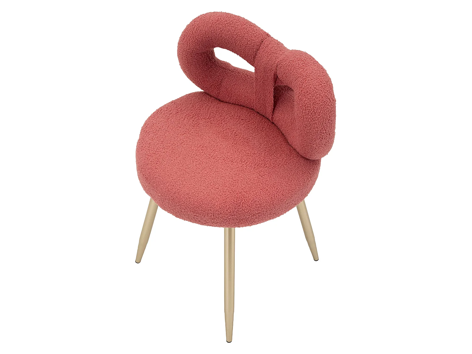 Chaise Rishik, rose, assise en tissu effet bouclé, rembourrée