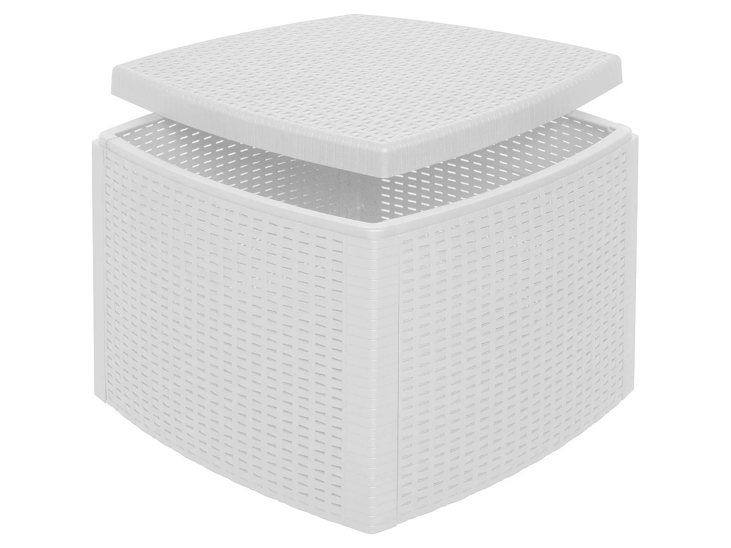 Tavolino da Esterno Akane, 2 Posti Made in Italy, 53x53x40h cm Bianco, Tavolo Tavolino Contenitore, Forma Cubica