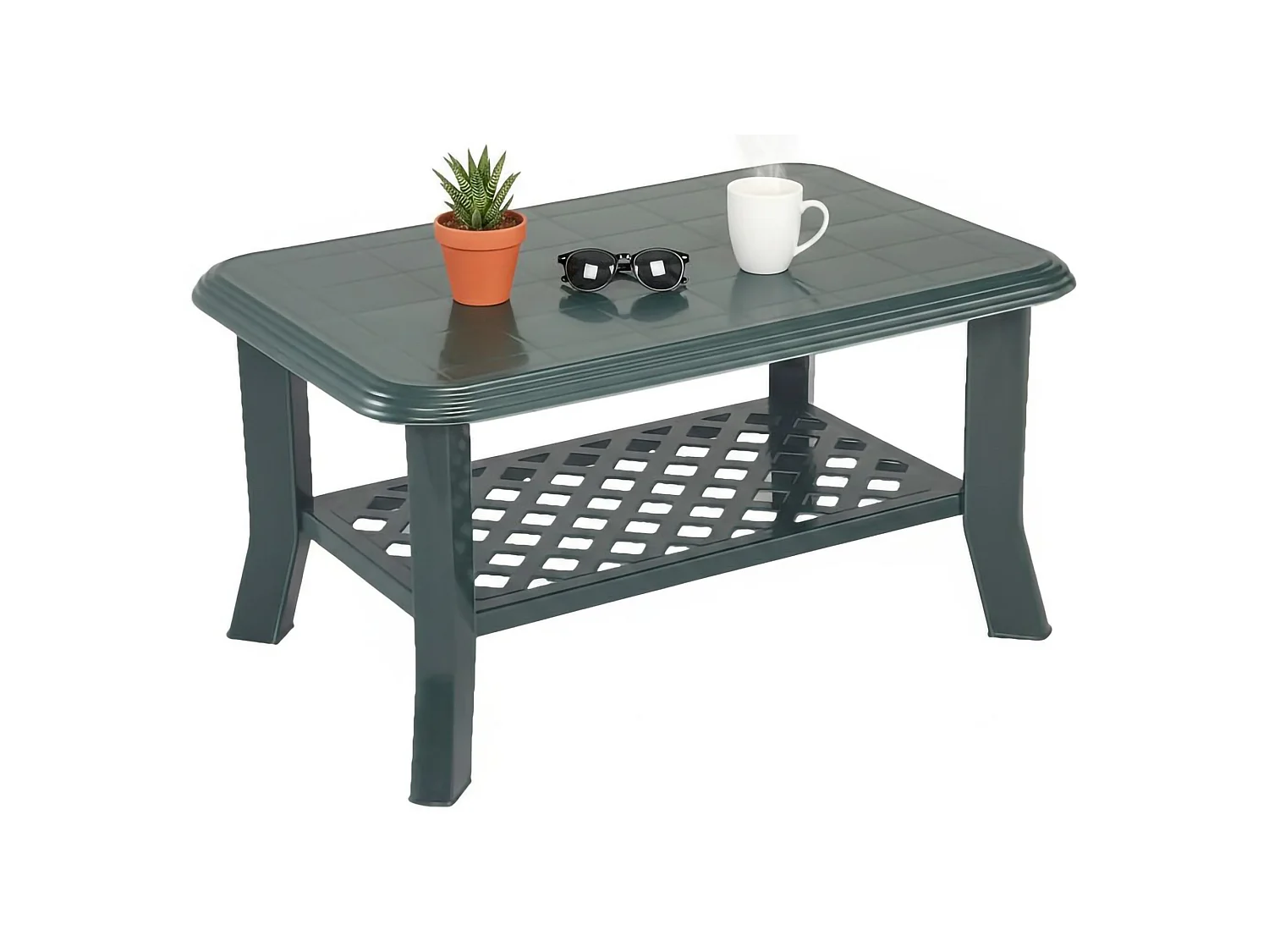 Tavolino da Esterno Ucria, 2 Posti Made in Italy, 90x60x46h cm Verde, Tavolo Tavolino Rettangolare, Finitura Liscia