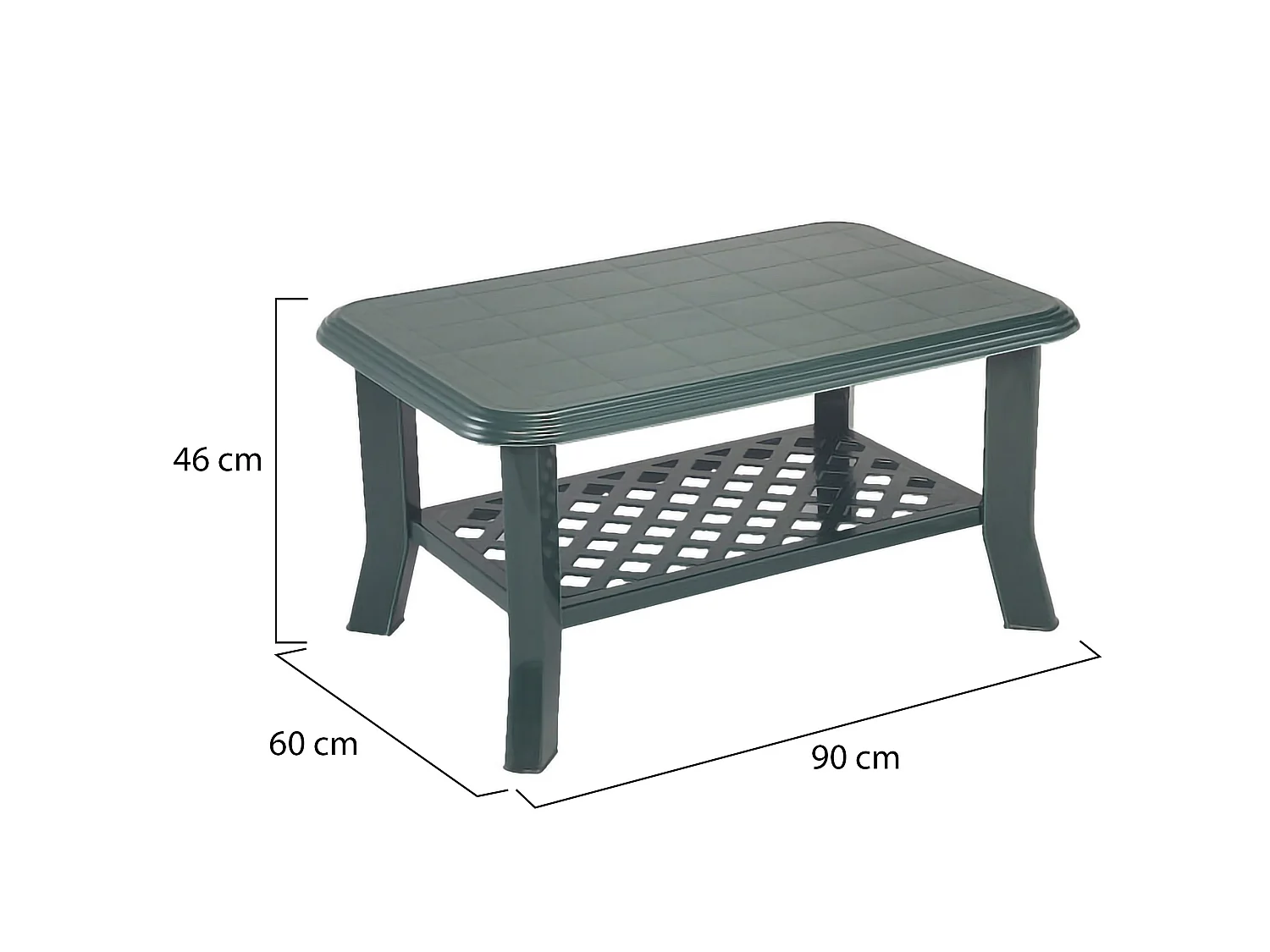 Tavolino da Esterno Ucria, 2 Posti Made in Italy, 90x60x46h cm Verde, Tavolo Tavolino Rettangolare, Finitura Liscia